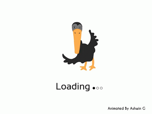 an emu is standing with the word loading