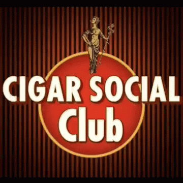 the cigar social club logo on a blue circle