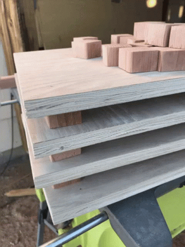 several wood panels that are assembled and waiting to be installed