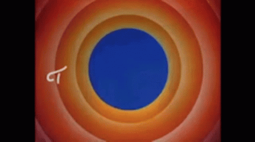 a red disc is surrounded by blue circles