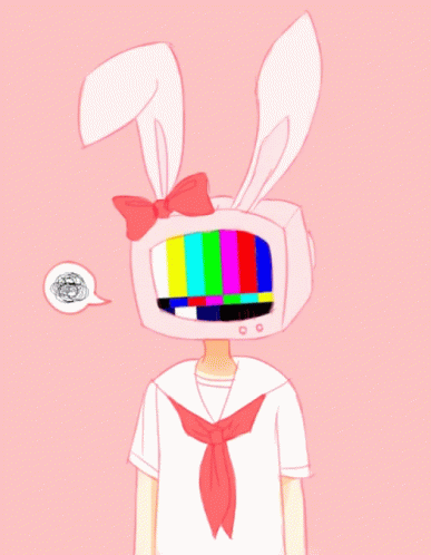 an image of a bunny with television on it's chest
