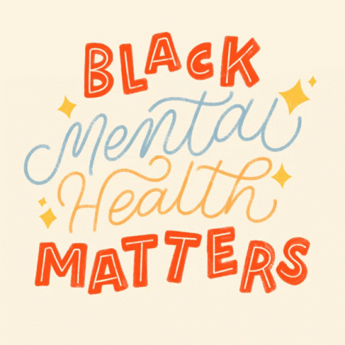 a white and blue picture with text black mental health matters