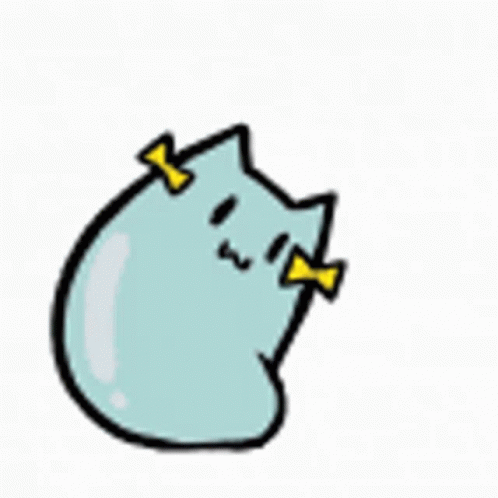 a drawing of an egg with blue bows on its head