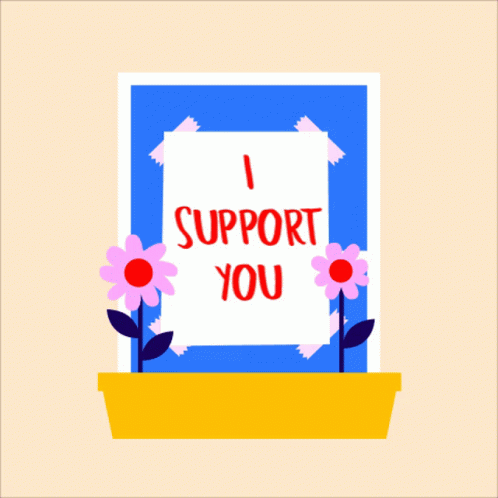 i support you handwritten on a blue and orange background