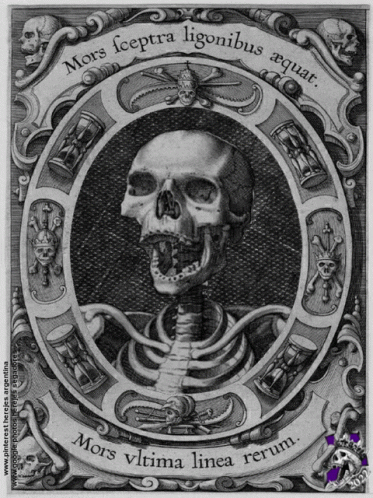 a skeleton with a circular design in the center
