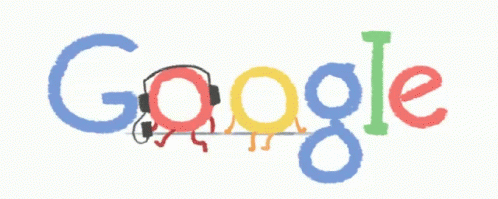 the word google with an elephant wearing headphones