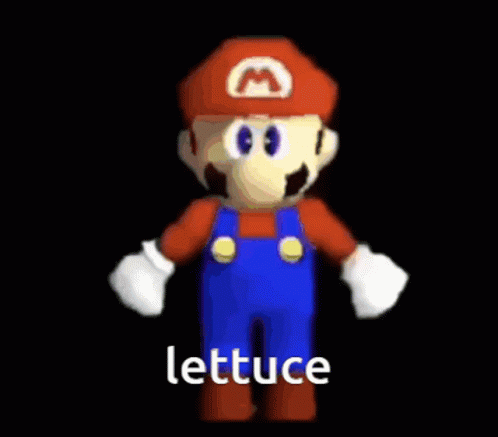 a picture of a mario bros character with letters in it