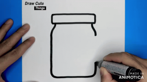 someone drawing a jar on a piece of paper