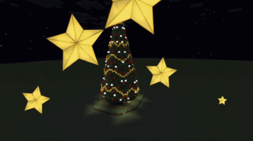 a small lighted christmas tree with glowing stars on it
