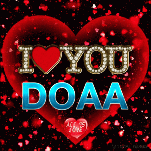 the word i love you doa written in bright letters