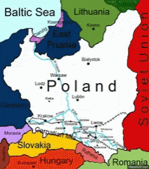 a map of poland with the states and their names