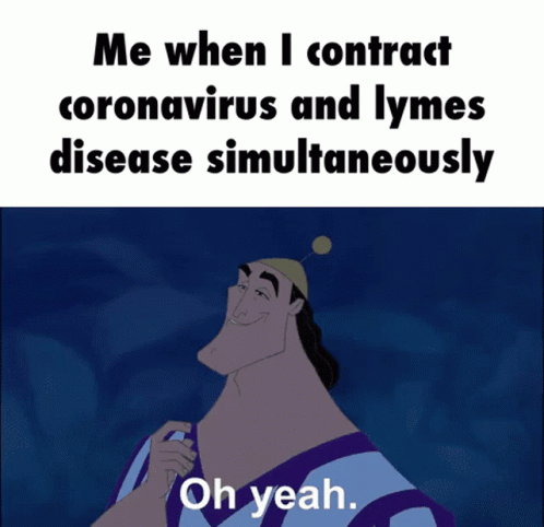 the text reads me when i contact corona coronas and lymis disease simultaneously