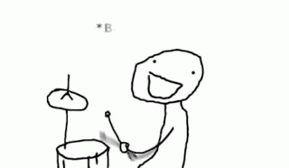 drawing of drummer with drum sitting behind him