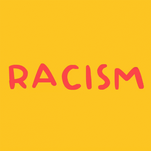 the word racism against a blue background