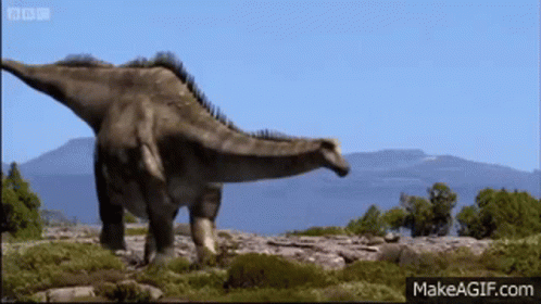 a dinosaur that is standing next to the ground