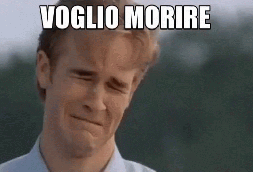 a person in white shirt and blue pants with words that read volglio morre