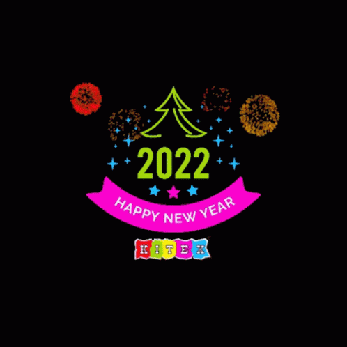 a happy new year 2021 with fireworks and tree on a dark background