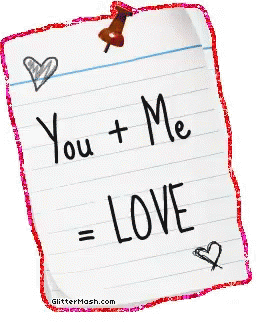 the paper has the words you + me = love on it