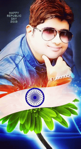 a man with sunglasses wearing an india flag