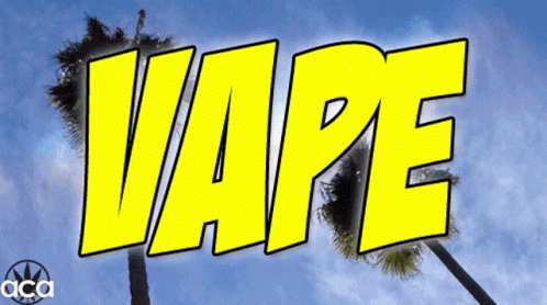 the word vape is placed between two palm trees
