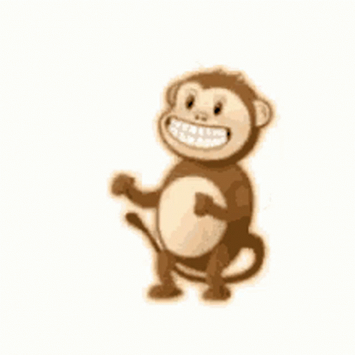 a smiling monkey with one eye open and one tooth bared