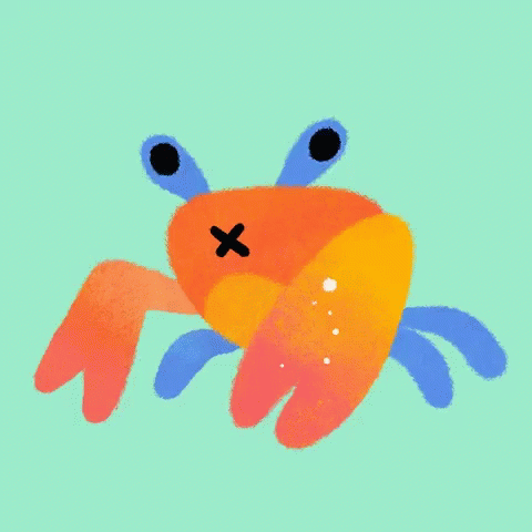 a blue crab with big eyes standing up on a green background