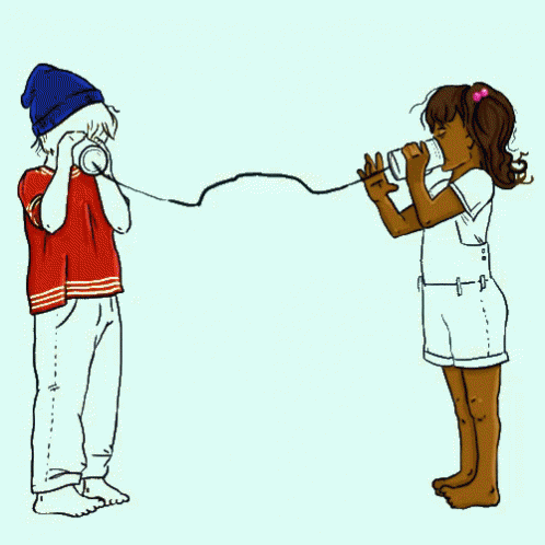 a boy giving a girl a blow dryer