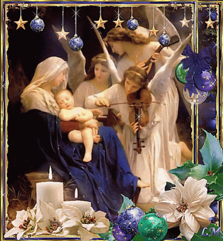 a christmas card that depicts the birth of jesus