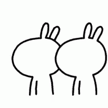 two white rabbits sitting next to each other