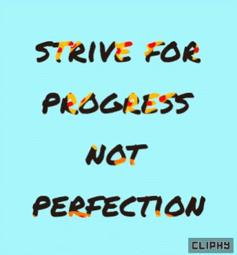 a yellow background with the words, steve for progress not perfection