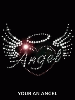 a picture of an angel's wing with pearl beads