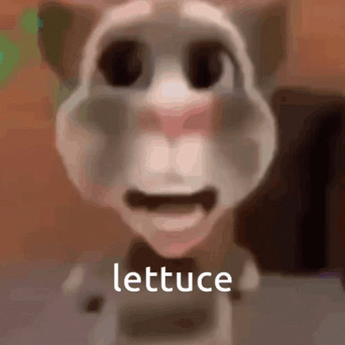 an animated image that looks like the face of a cat with letters lettuce