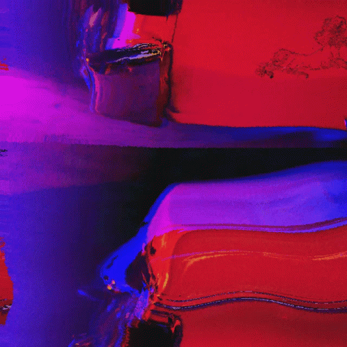 the back part of a blue and red couch