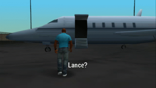 the animation shows a person walking near a plane