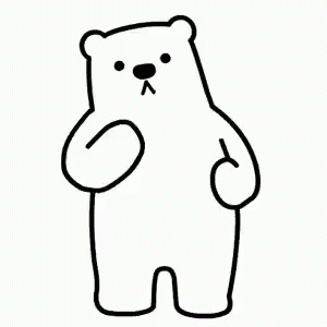 a black and white drawing of a bear on a white background