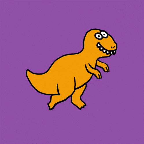 an image of cartoon dinosaur running with mouth wide open
