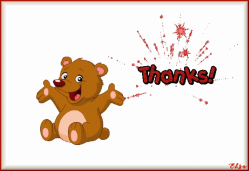 a picture of an blue bear saying thank