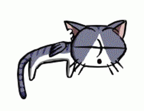 a cartoon of a cat is bending over