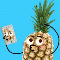 a cartoon pineapple with an empty cell phone