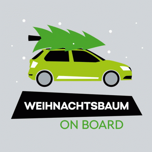 an advertit featuring a christmas tree on a car