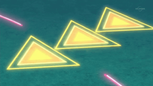 an image of neon triangles with blue highlights