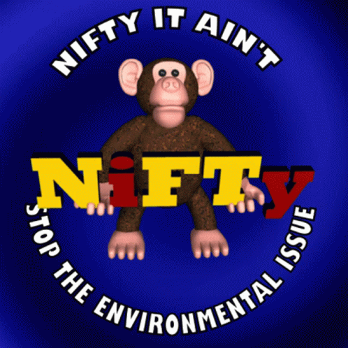 the monkey is sitting on the text'nifty it any '
