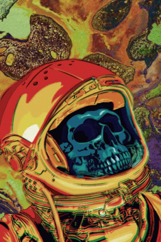 an astronaut in full skull and blue suit