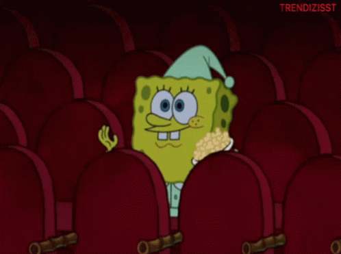 spongebob in a movie theater as if it were a cartoon
