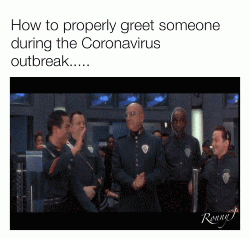 people with text saying, how to properly great someone during the coronaruise outbreak
