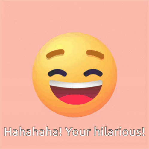 a blue emotict emotics with a white smile in the middle and an image of a winking face with text that says,'hahahahanana your hilarious