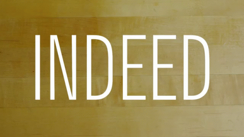 the word indeedd in white on top of blue background