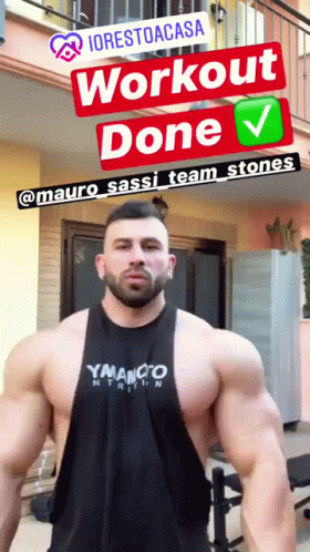 a young man wearing a dark shirt with the words workout done v