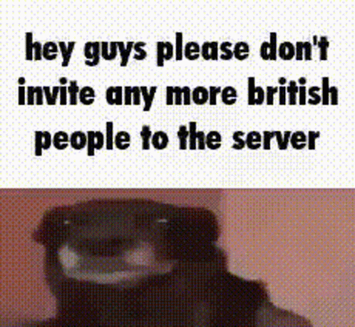 black bear with white hands saying i hate british people to the server