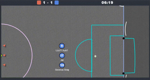 a computer screen showing the position and height of a soccer field